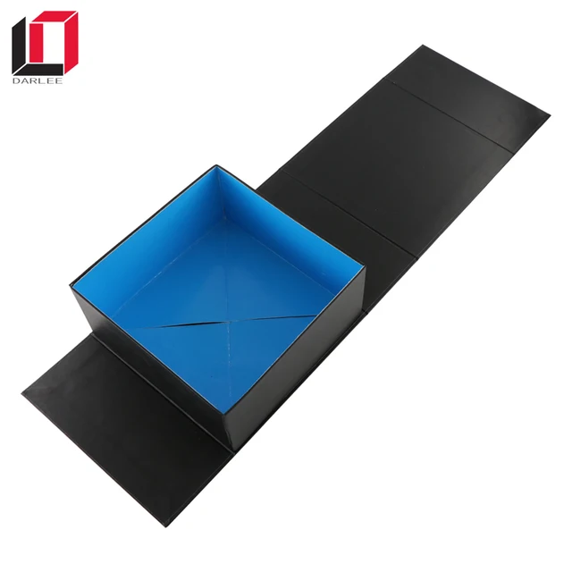 custom plain black magnetic closure folding cardboard box for