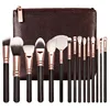 New coming 15pcs rose gold Premium Cosmetic Makeup Brush Set for Foundation Blending Blush Concealer Eye Shadow with PU bag