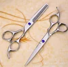 Factory Hot Sales sus440c flower printing hair scissors double teeth cutting shears