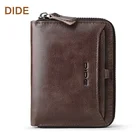 DIDE mens genuine leather wallet card holder wallet zipper for men