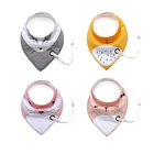 unisex baby teething saliva towel drool feeding triangle bibs 4 pieces set with teether for drooling and teething