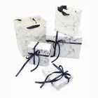 Custom color printing small cosmetic wedding favor small marble jewelry paper bags and gift box logo gold stamping with ribbon