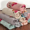 Women cotton and linen floral embroidered scarf and shawl