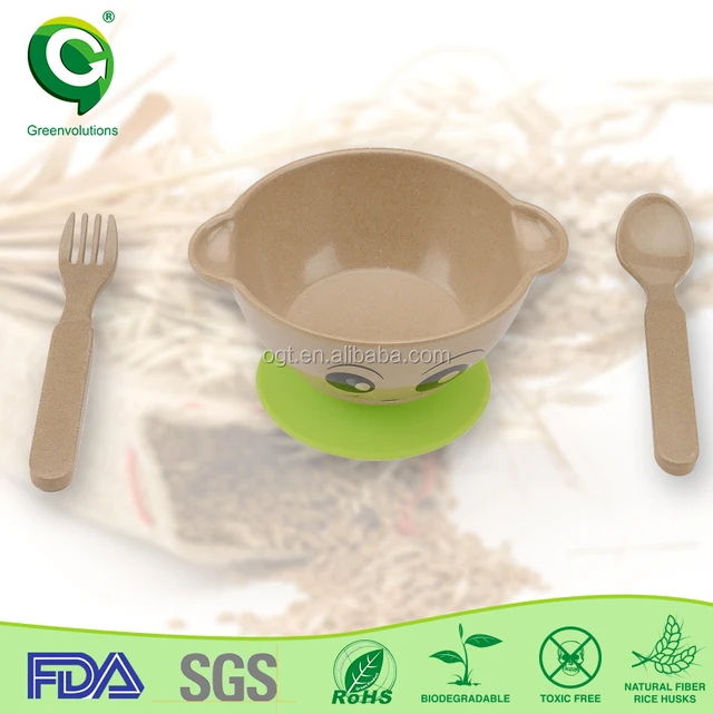 organic rice husk fiber kids table sets fancy dinnerware