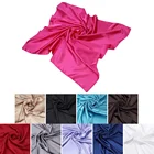 China Factory Wholesale High Quality Satin Silk Print Solid Color Square Scarf