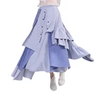 2019 Beauty Bohemian Maxi Dance Skirt Plus Size Blue Plaid Dress Skirts Wholesale