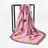 Newest Feathers Printed Pattern and Square Style of Length Chinese Silk Scarf