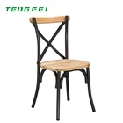 American country furniture retro old bar wrought iron wood dining chair cross back chair