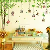 Removeable tree and birds photo frame designs pvc wall sticker in stock for room decoration