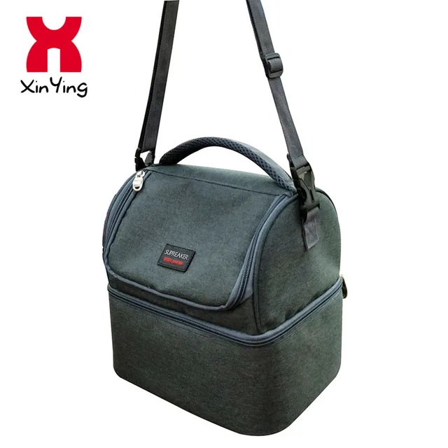 Adult Lunch Box Insulated Large Lunch Double Deck Cooler Tote Bag for Men, Women
