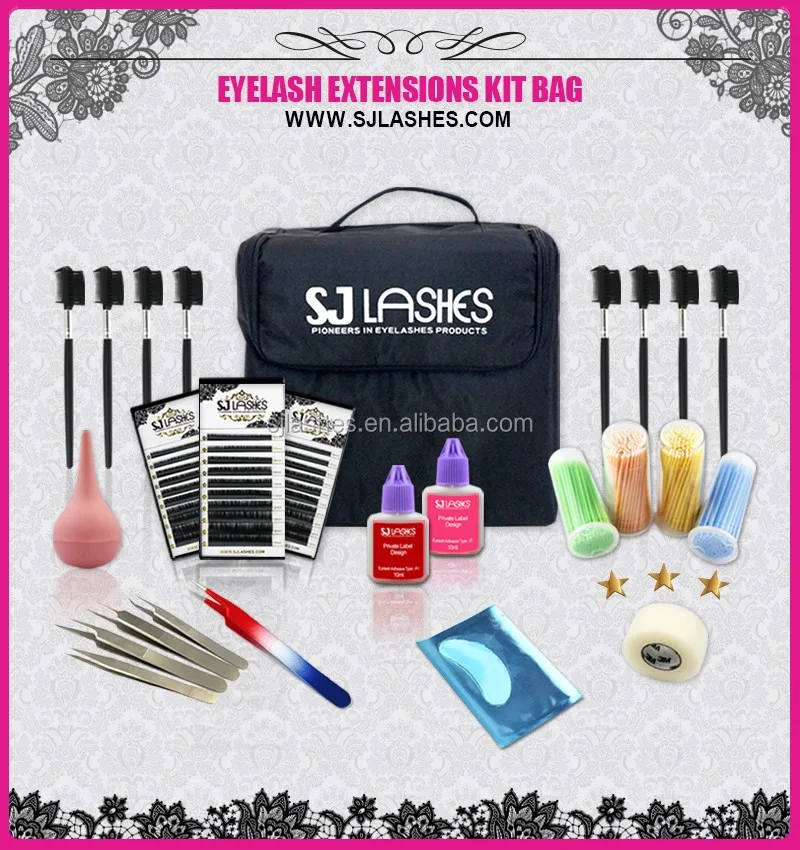 Eyelash Extensions Kit Bag For Salons Own Logo Stickers Tools/Glue/Remover
