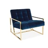 Modern design blue velvet arm lounge chair