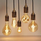 A60 ST64 G80 G95 G125 Soft Spiral LED Filament Light Bulb 4W Decorative Retro Vintage Edison Flexible LED Curved Filament Lamp