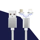 Newest 2 in 1 micro usb charger nylon braided cable magnetic from factory price