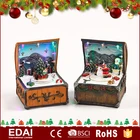 LED lighted polyresin decorative rectangular wholesale christmas music box with winter scene