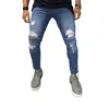 Stock ripped skinny blue pencil jeans for men
