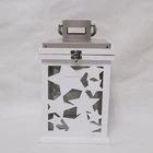 Wooden House Shape Hanging White Holder Wood Candle Lantern