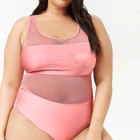 High Quality Custom Womens Plus Size Pink Sports Style Swimwear