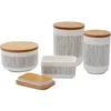 Ceramic Food Storage Jars Strong Seal Damp-proof with Bamboo Lid Cover