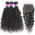 Water Wave Brazilian Human Hair Bundles With Closure