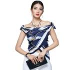 Free Sample No MOQ Custom Digital Printed 100 Pure Satin Silk Scarf Square Neck Scarves For Lady