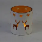 White metal candle holder made of iron with deer pattern