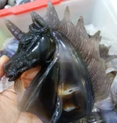 hand carved Natural crystal agate geode unicorn crystal craft for gifts