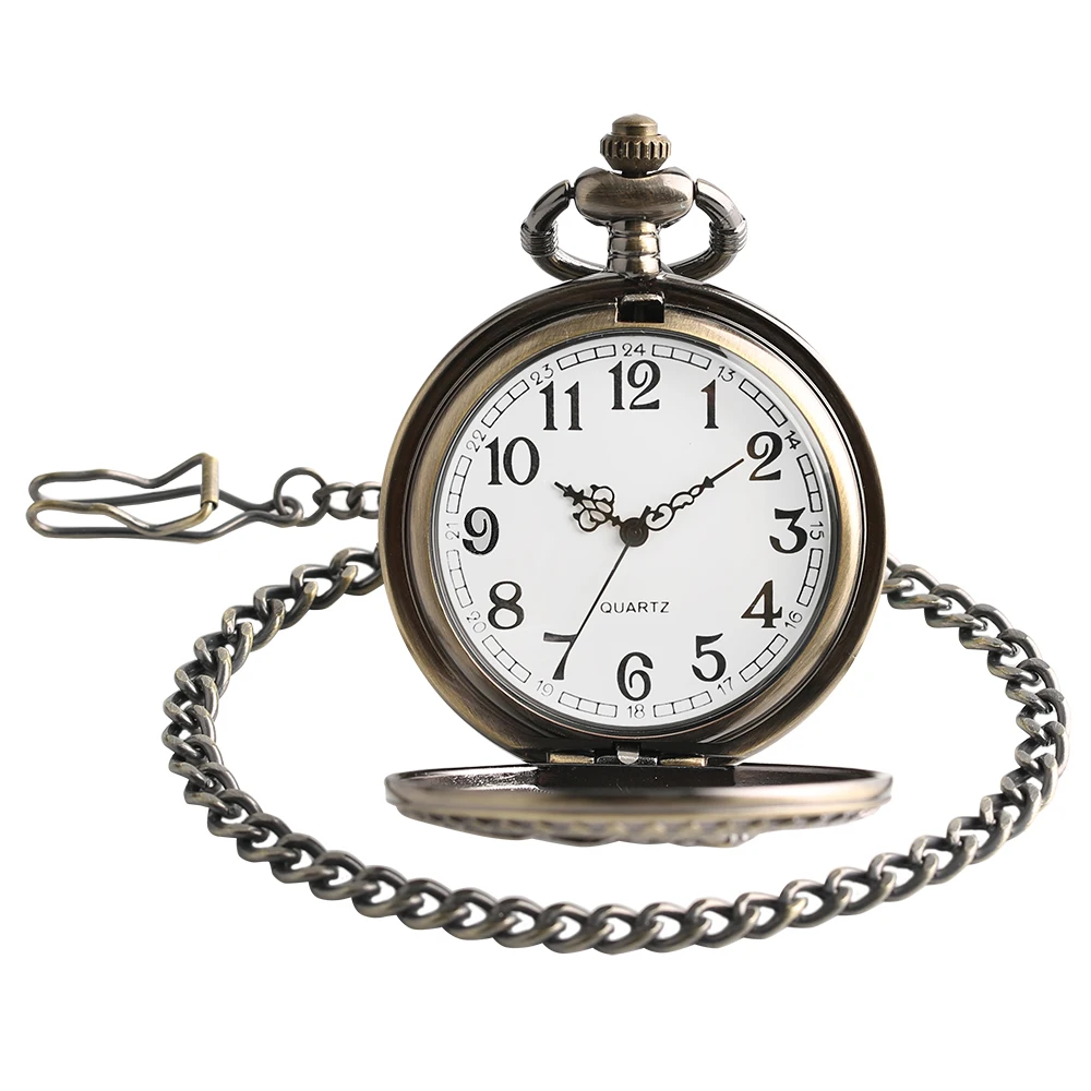 YISUYA Train Pocket Watch Pendant Chain Women Necklace Quartz Watches Men Boy Kid Bronze Clock Fob Reloj de bolsillo Xmas Gift (2)