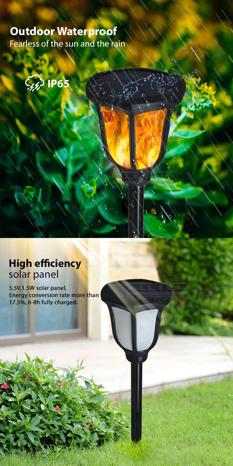 ALLTOP Energy saving bridgelux chip 2835 garden waterproof 2W Solar torch light