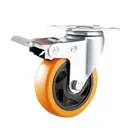 orange PU trolley caster and wheel with steel top total brake
