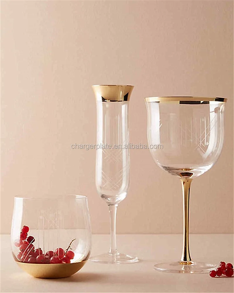 factory gold silver brilliant unique stemless&stem wine glass