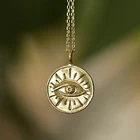 Gemnel dainty custom gold jewelry sun evil's eye coin pendant necklace