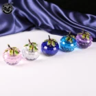 MH-PG012 Golden leaf crystal apple paperweight