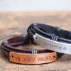 Hot selling custom LOGO personalized rope engrave braided leather bracelet For Gift