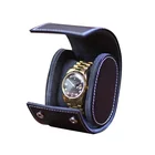 Luxury leather customize cylinder single watch box packaging