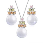 wholesale 925 silver earring pendants necklace designs women pearl jewelry set