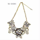 Hot selling rose necklace hoop leaves jewelry necklace with bronze color