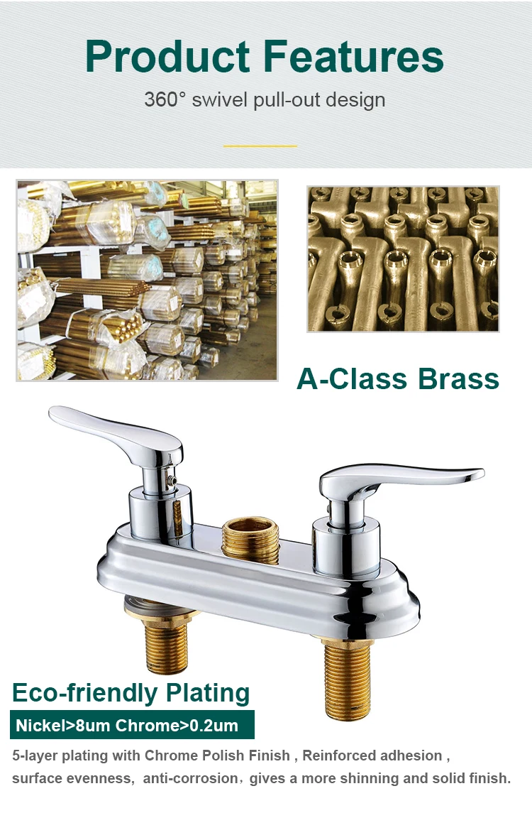 Deck-mounted 2 hole kitchen faucet solid brass faucet manufacturers