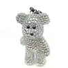 Shining Clear Crystal Rhinestone Beaded Initial Couple Keychans Personalized Teddy Bear Keychain