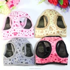 OEM New Design Heart Print Fleece Fabric Soft Air mesh Padded Adjustable Chest Pet Dog Puppy Harness Vest Clothes