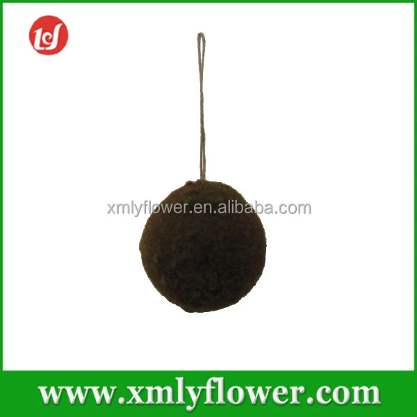 green hanging artificial moss round ball for christmas
