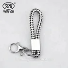 Metal Braided Rope Custom Keychain Woven Leather Keychain Weaving Key Ring