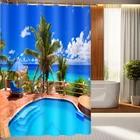 bathroom high quality scenery digital 3d print fabric hotel home waterproof weighted shower curtain
