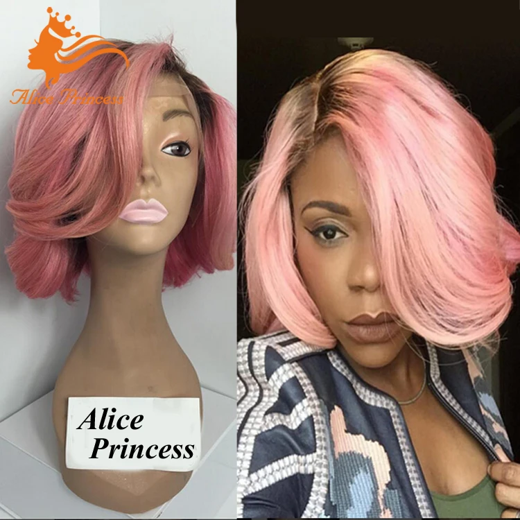 新しいスタイルピンクかつら部分どこでもオンブルレースフロントかつら2音色1 btpinkペルー毛レースフロントかつらで前髪用女性問屋・仕入れ・卸・卸売り