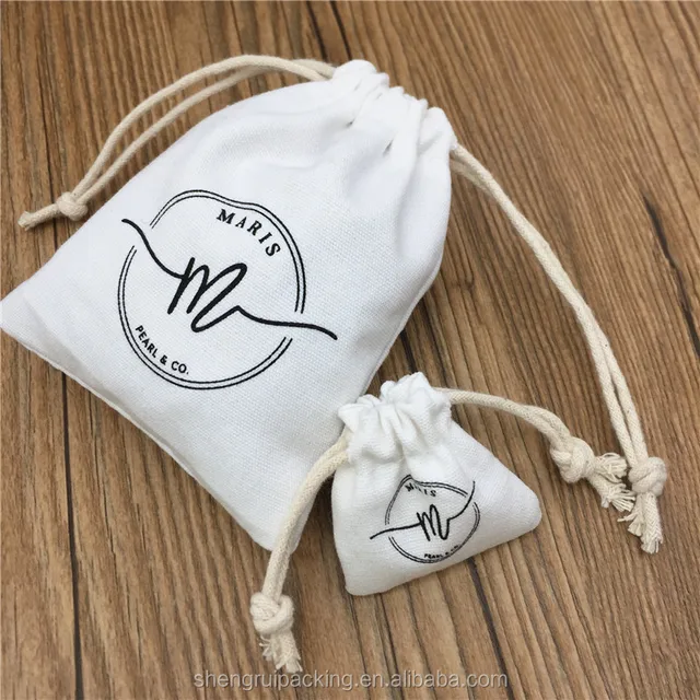 small cotton canvas drawstring pouch for pearl