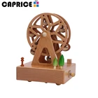 Portable rotating carousel mini wedding favors wooden music box