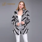 Online shop china jtfur wholesale standing collar twill women jacket warm chinchilla rex rabbit fur coat