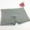 New mens pure cotton stripes top grade underpants U protruding design gray color cotton boxer briefs