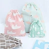 Non Woven Pouch Sling Calico Polyester Shoe Christmas Canvas Drawstring Gift Cosmetic Bag