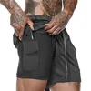 Custom Double Layer Mesh Sport Men Shorts Five Length Breathable Sports Wear Black Shorts Men